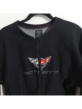 Corvette Black Full Zip Sweatshirt S/M Cotton Blend